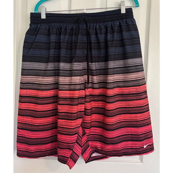 Nike XXL Mens Striped Blue Orange Swim Trunks Men - Picture 1 of 3